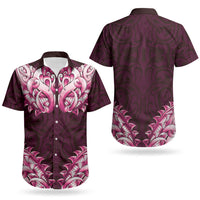 New Zealand Ta Moko Couples Matching Off Shoulder Maxi Dress and Hawaiian Shirt Aotearoa Maori Chest Tattoo Pink LT14 - Polynesian Pride