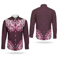 New Zealand Ta Moko Couples Matching Short Sleeve Bodycon Dress and Long Sleeve Button Shirt Aotearoa Maori Chest Tattoo Pink LT14 - Polynesian Pride