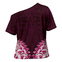 New Zealand Ta Moko Cross Shoulder Shirt Aotearoa Maori Chest Tattoo Pink LT14 - Polynesian Pride