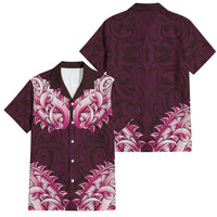 New Zealand Ta Moko Family Matching Off Shoulder Maxi Dress and Hawaiian Shirt Aotearoa Maori Chest Tattoo Pink LT14 Dad's Shirt - Short Sleeve Pink - Polynesian Pride