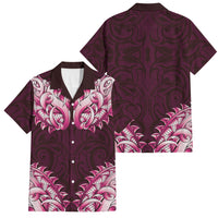 New Zealand Ta Moko Family Matching Puletasi and Hawaiian Shirt Aotearoa Maori Chest Tattoo Pink LT14 Dad's Shirt - Short Sleeve Pink - Polynesian Pride