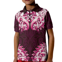 New Zealand Ta Moko Kid Polo Shirt Aotearoa Maori Chest Tattoo Pink LT14 Kid Pink - Polynesian Pride