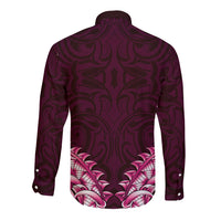 New Zealand Ta Moko Long Sleeve Button Shirt Aotearoa Maori Chest Tattoo Pink LT14 - Polynesian Pride