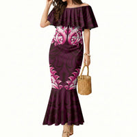 New Zealand Ta Moko Mermaid Dress Aotearoa Maori Chest Tattoo Pink LT14 Women Pink - Polynesian Pride