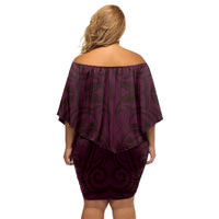 New Zealand Ta Moko Off Shoulder Short Dress Aotearoa Maori Chest Tattoo Pink LT14 - Polynesian Pride