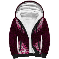 New Zealand Ta Moko Sherpa Hoodie Aotearoa Maori Chest Tattoo Pink LT14 Unisex Pink - Polynesian Pride