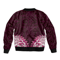 New Zealand Ta Moko Sleeve Zip Bomber Jacket Aotearoa Maori Chest Tattoo Pink LT14 - Polynesian Pride