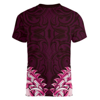 New Zealand Ta Moko Women V-Neck T-Shirt Aotearoa Maori Chest Tattoo Pink LT14 - Polynesian Pride