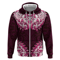New Zealand Ta Moko Zip Hoodie Aotearoa Maori Chest Tattoo Pink LT14 Zip Hoodie Pink - Polynesian Pride