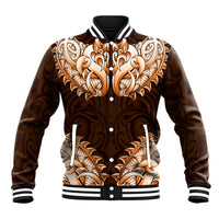 New Zealand Ta Moko Baseball Jacket Aotearoa Maori Chest Tattoo Orange LT14 Unisex Orange - Polynesian Pride