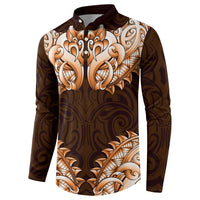 New Zealand Ta Moko Button Sweatshirt Aotearoa Maori Chest Tattoo Orange LT14 - Polynesian Pride
