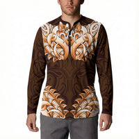 New Zealand Ta Moko Button Sweatshirt Aotearoa Maori Chest Tattoo Orange LT14 - Polynesian Pride