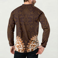 New Zealand Ta Moko Button Sweatshirt Aotearoa Maori Chest Tattoo Orange LT14 - Polynesian Pride