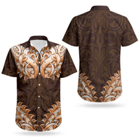 New Zealand Ta Moko Couples Matching Short Sleeve Bodycon Dress and Hawaiian Shirt Aotearoa Maori Chest Tattoo Orange LT14 - Polynesian Pride