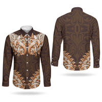 New Zealand Ta Moko Couples Matching Short Sleeve Bodycon Dress and Long Sleeve Button Shirt Aotearoa Maori Chest Tattoo Orange LT14 - Polynesian Pride