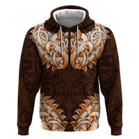 New Zealand Ta Moko Hoodie Aotearoa Maori Chest Tattoo Orange LT14 Pullover Hoodie Orange - Polynesian Pride