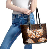 New Zealand Ta Moko Leather Tote Bag Aotearoa Maori Chest Tattoo Orange LT14 - Polynesian Pride