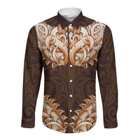 New Zealand Ta Moko Long Sleeve Button Shirt Aotearoa Maori Chest Tattoo Orange LT14 Unisex Orange - Polynesian Pride