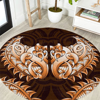 New Zealand Ta Moko Round Carpet Aotearoa Maori Chest Tattoo Orange LT14 Orange - Polynesian Pride