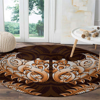 New Zealand Ta Moko Round Carpet Aotearoa Maori Chest Tattoo Orange LT14 - Polynesian Pride