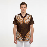 New Zealand Ta Moko Scrub Top Aotearoa Maori Chest Tattoo Orange LT14 - Polynesian Pride
