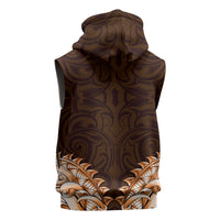 New Zealand Ta Moko Sleeveless Zip Hoodie Aotearoa Maori Chest Tattoo Orange LT14 - Polynesian Pride