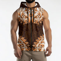 New Zealand Ta Moko Sleeveless Zip Hoodie Aotearoa Maori Chest Tattoo Orange LT14 - Polynesian Pride