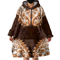 New Zealand Ta Moko Wearable Blanket Hoodie Aotearoa Maori Chest Tattoo Orange LT14 - Polynesian Pride