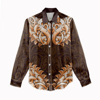 New Zealand Ta Moko Women Casual Shirt Aotearoa Maori Chest Tattoo Orange LT14 - Polynesian Pride