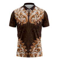 New Zealand Ta Moko Zipper Polo Shirt Aotearoa Maori Chest Tattoo Orange LT14 Orange - Polynesian Pride