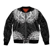 New Zealand Ta Moko Bomber Jacket Aotearoa Maori Chest Tattoo Black LT14 Unisex Black - Polynesian Pride
