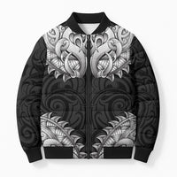 New Zealand Ta Moko Bomber Puffer Jacket Aotearoa Maori Chest Tattoo Black LT14 Unisex Black - Polynesian Pride
