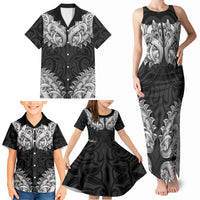 New Zealand Ta Moko Family Matching Tank Maxi Dress and Hawaiian Shirt Aotearoa Maori Chest Tattoo Black LT14 - Polynesian Pride