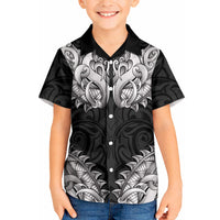 New Zealand Ta Moko Kid Hawaiian Shirt Aotearoa Maori Chest Tattoo Black LT14 Kid Black - Polynesian Pride