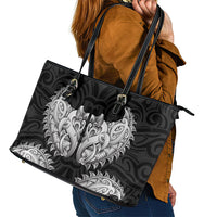 New Zealand Ta Moko Leather Tote Bag Aotearoa Maori Chest Tattoo Black LT14 - Polynesian Pride