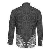 New Zealand Ta Moko Long Sleeve Button Shirt Aotearoa Maori Chest Tattoo Black LT14 - Polynesian Pride