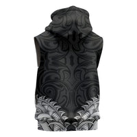New Zealand Ta Moko Sleeveless Zip Hoodie Aotearoa Maori Chest Tattoo Black LT14 - Polynesian Pride
