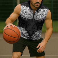 New Zealand Ta Moko Sleeveless Zip Hoodie Aotearoa Maori Chest Tattoo Black LT14 - Polynesian Pride
