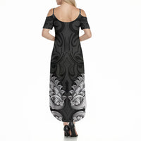New Zealand Ta Moko Summer Maxi Dress Aotearoa Maori Chest Tattoo Black LT14 - Polynesian Pride