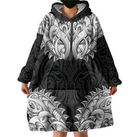New Zealand Ta Moko Wearable Blanket Hoodie Aotearoa Maori Chest Tattoo Black LT14 - Polynesian Pride