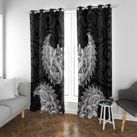 New Zealand Ta Moko Window Curtain Aotearoa Maori Chest Tattoo Black LT14 With Grommets Black - Polynesian Pride