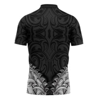 New Zealand Ta Moko Zipper Polo Shirt Aotearoa Maori Chest Tattoo Black LT14 - Polynesian Pride