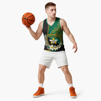 Personalised PNG Enga Provins Basketball Jersey Papua New Guinea Plumeria Melanesian Pattern - Polynesian Pride