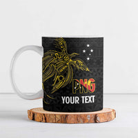 Personalised PNG Enga Provins Ceramic Mug Papua New Guinea Plumeria Melanesian Pattern LT14 Black - Polynesian Pride