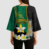 Personalised PNG Enga Provins Kimono Sleeve Blouse Papua New Guinea Plumeria Melanesian Pattern - Polynesian Pride