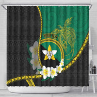 Personalised PNG Enga Provins Shower Curtain Papua New Guinea Plumeria Melanesian Pattern - Polynesian Pride