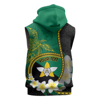 Personalised PNG Enga Provins Sleeveless Zip Hoodie Papua New Guinea Plumeria Melanesian Pattern - Polynesian Pride