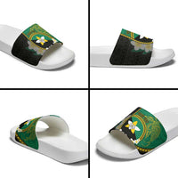 Personalised PNG Enga Provins Slide Sandals Papua New Guinea Plumeria Melanesian Pattern - Polynesian Pride