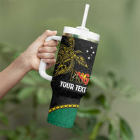 Personalised PNG Enga Provins Tumbler With Handle Papua New Guinea Plumeria Melanesian Pattern - Polynesian Pride
