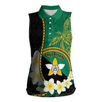 Personalised PNG Enga Provins Women Sleeveless Polo Shirt Papua New Guinea Plumeria Melanesian Pattern - Polynesian Pride